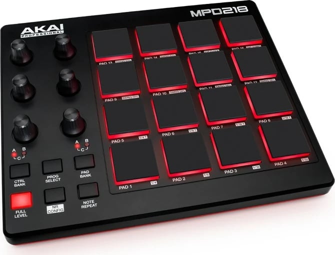 MIDI kontrollues Akai MPD218, i zi