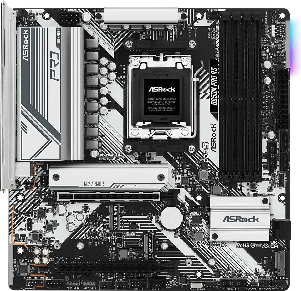 Pllakë amë ASRock B650M Pro RS, AMD, Socket AM5, DDR5-SDRAM, micro ATX
