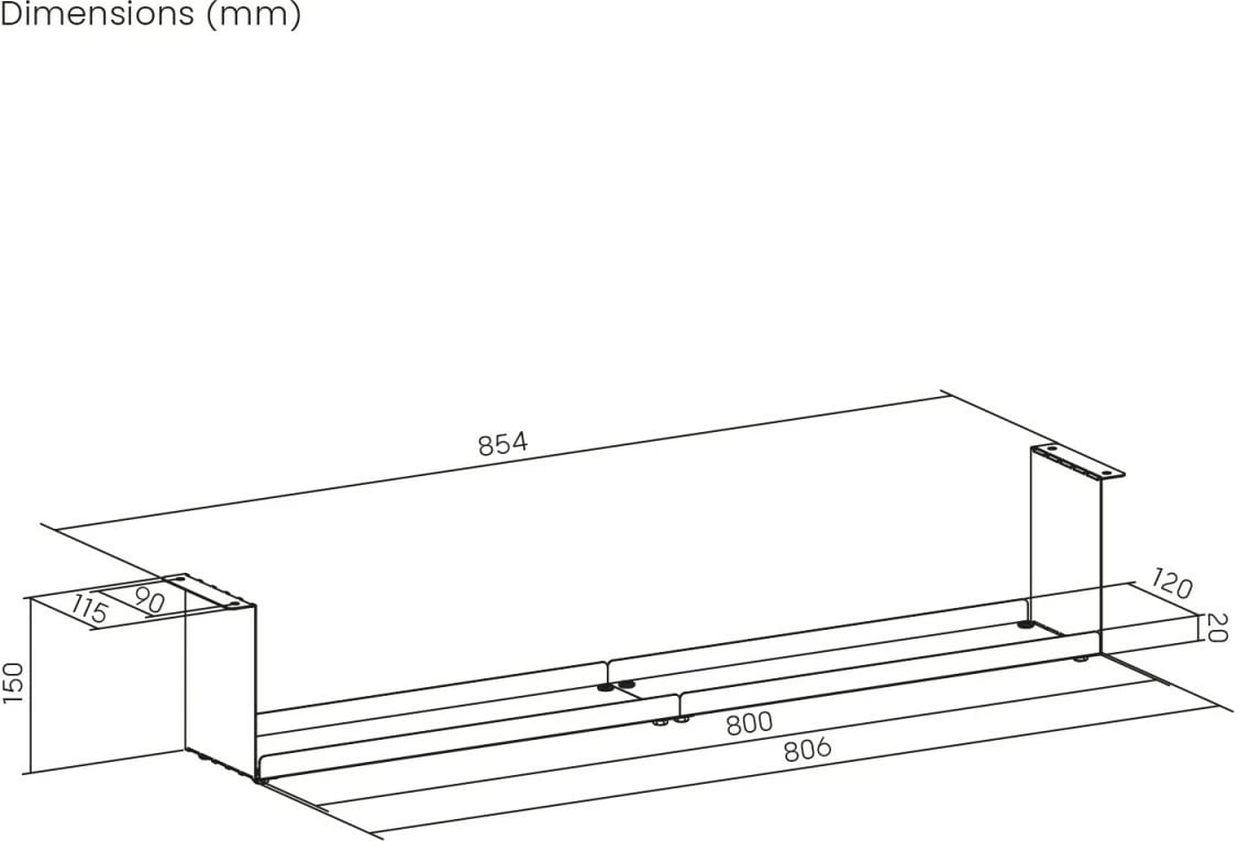 Organizues kabllosh Maclean MC-107 B, kompakt, nën tavolinë, i zi