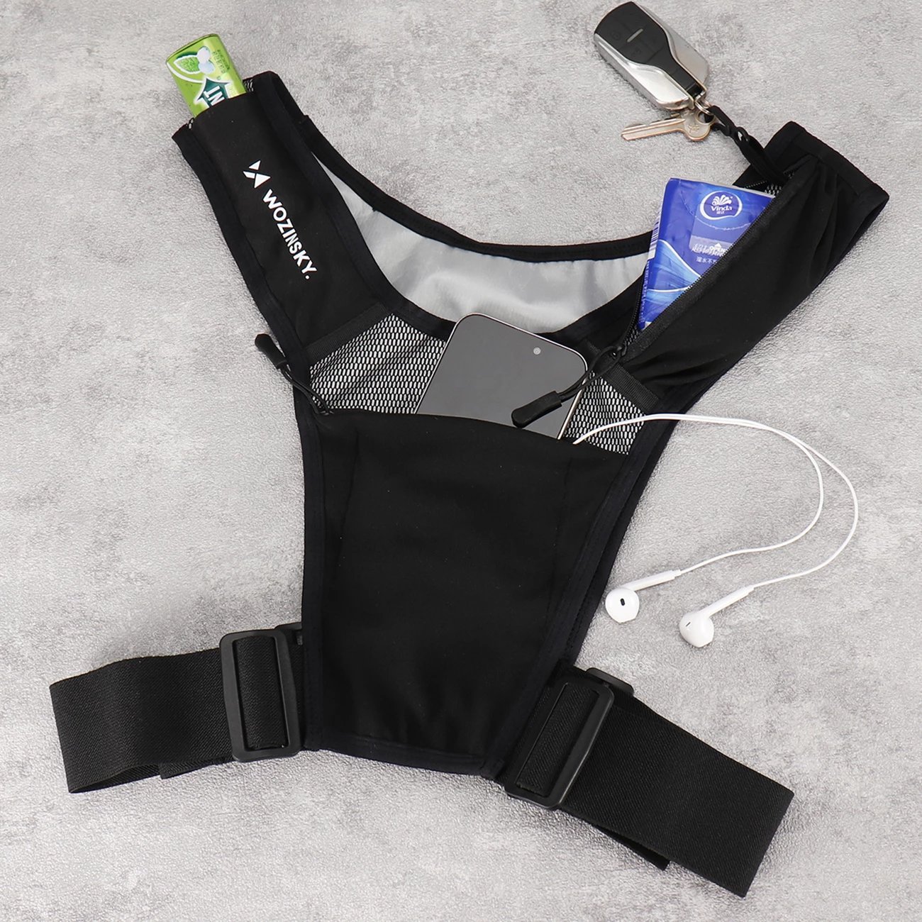 Jelek reflektues sportiv Wozinsky WKDB1, poliestër, 150g, i zi