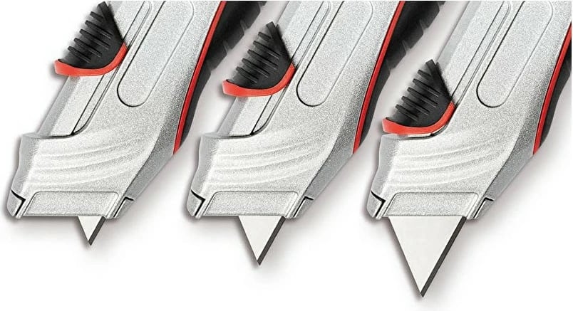 Thikë prerëse WEDO Cutter Safety Profi me 5 tehe rezervë, e zezë/kuqe