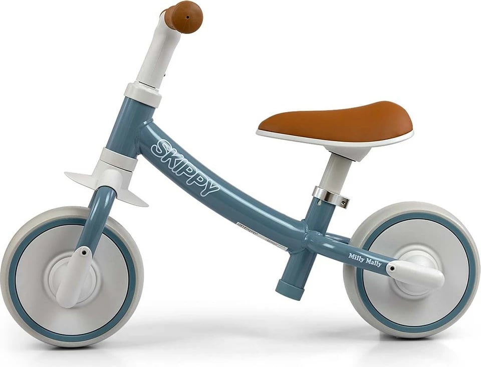 Biçikletë ekuilibri, Milly Mally, Skippy, rrota EVA pa shpime, kornizë çeliku, ulëse e rregullueshme, 18+ muaj, blu