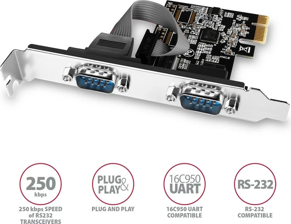Kartë ndërfaqe AXAGON PCEA-S2N, RS-232, PCIe, E zezë
