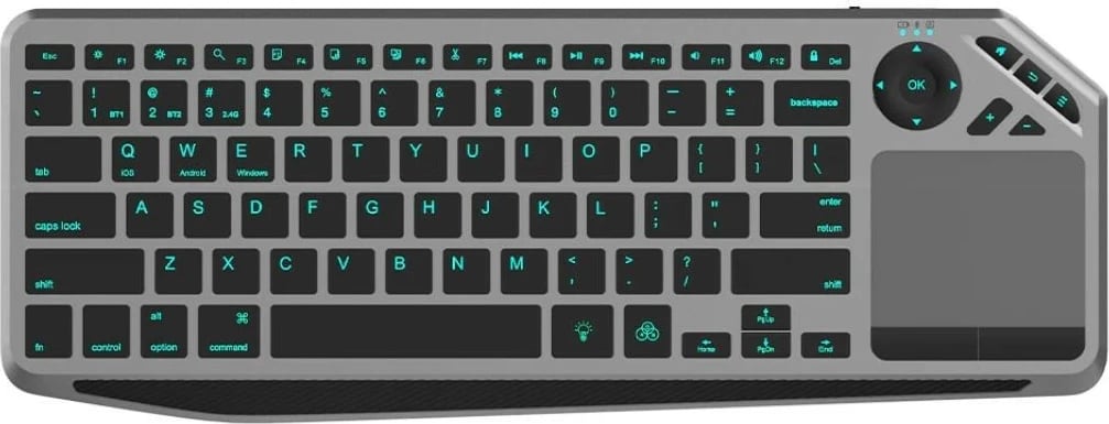 Tastierë wireless Techly 365375 me touchpad, Bluetooth/2.4GHz, LED, e zezë/gri