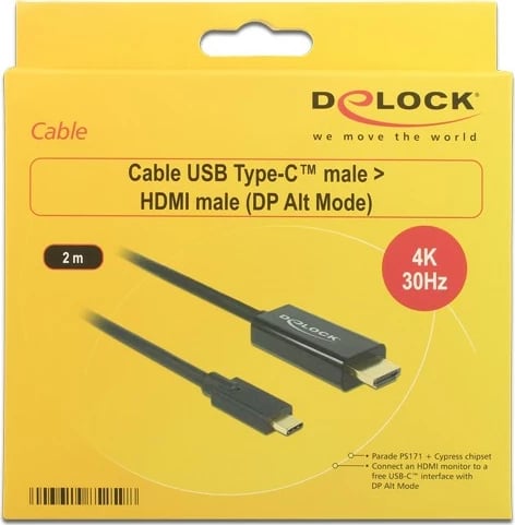 Kabëll DeLOCK 85259, 2 m, USB Type-C, HDMI, Gold