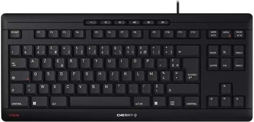 Tastierë, Cherry, STREAM KEYBOARD TKL JK-8600FR-2 (JK8600FR2), USB me kabllo, TKL pa numpad, layout AZERTY, me taste të qeta SX, e zezë