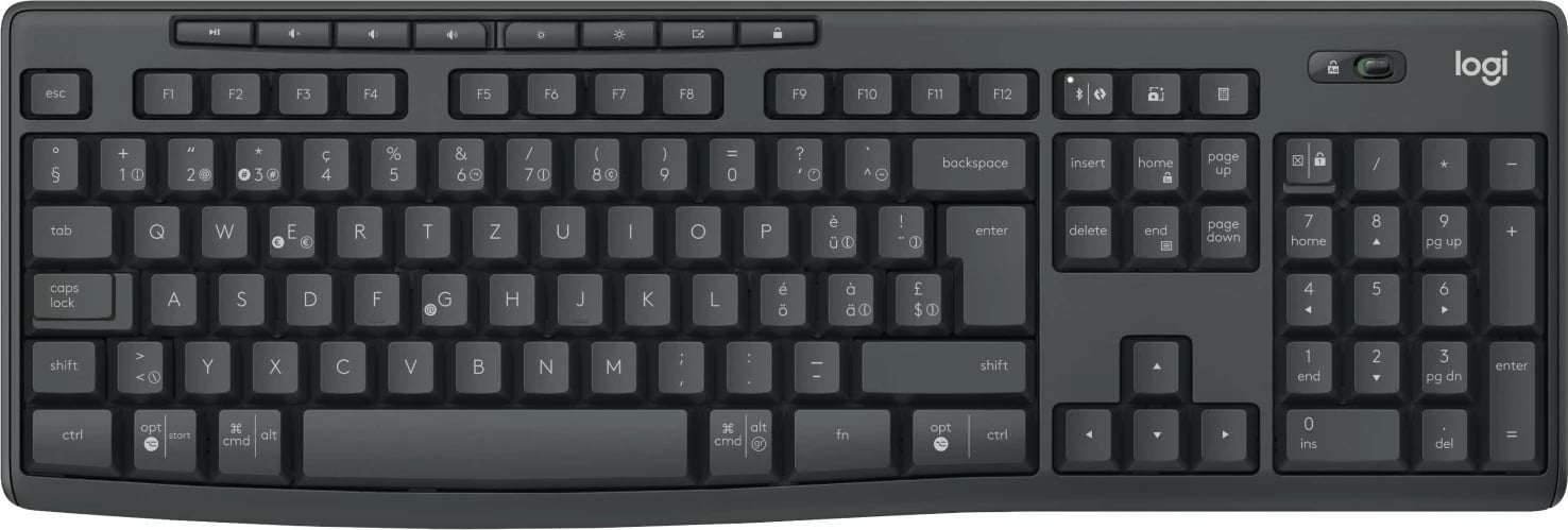 Kombo maus dhe tastierë Logitech MK370, Wireless, RF Wireless + Bluetooth, Membranë, QWERTZ, Grafit