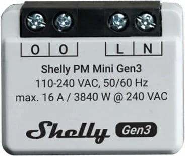 Kontroller Shelly PM Mini Gen3, WiFi, Bluetooth, plastikë, bardhë