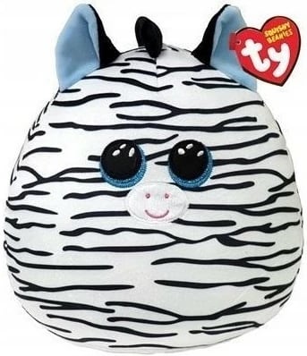 Lodër pelushi TY Squishy Zebra, 22 cm, Bardhë/Blu