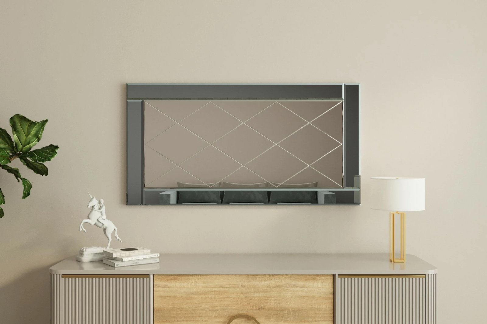 Pasqyrë dekorative, ngjyrë fume dhe e bardhë, Skye Decor, 60x120cm