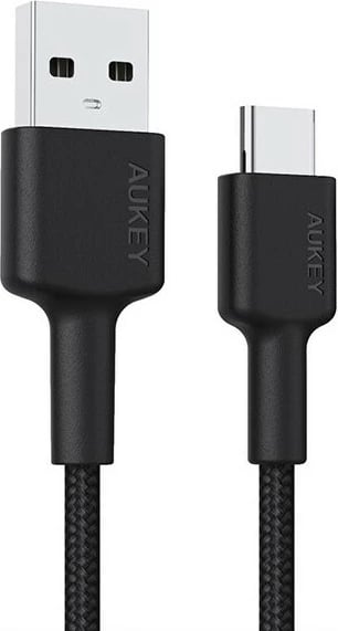 Kabllo USB-C në USB-A AUKEY CB-CA2 OEM 2m PD 60W 3A 20V najlon e zezë set me rrip Velcro