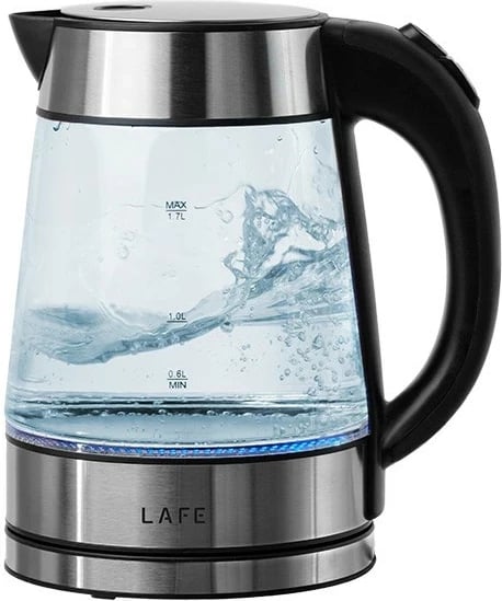 Çajnik elektrik Lafe Essential Glass, 1.7L, xham, argjendtë