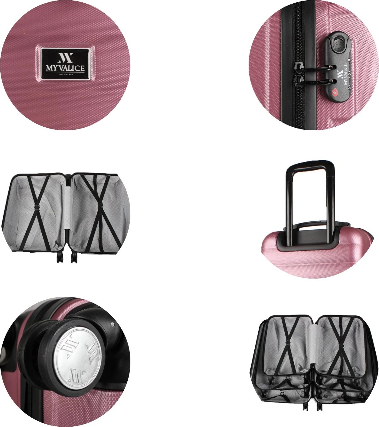Set valixhesh (3 copë), ngjyrë rozë gold, Zoozie Bags, 6421