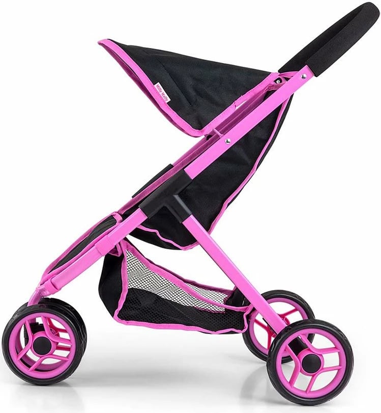 Karrocë kukullash, Milly Mally, Susie Prestige, për kukulla deri 50 cm, tri rrota me rrota të dyfishta përpara, e zezë