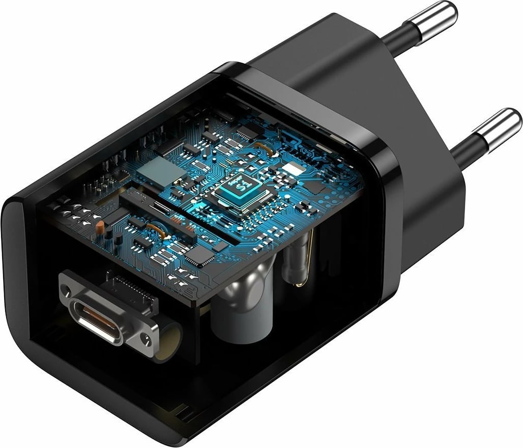 Karikues i shpejtë Baseus Super Si Quick Charger 1C 25W me kabllo USB-C në USB-C 1m, Zi