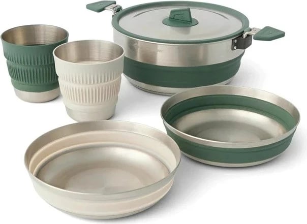 Set enësh Sea to Summit Frontier UL One Pot Cook Set, 1.3 L, 5 copë, Jeshile