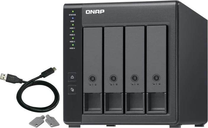 Kasë QNAP TR-004 për HDD/SSD, USB Type-C, 2.5/3.5", E zezë