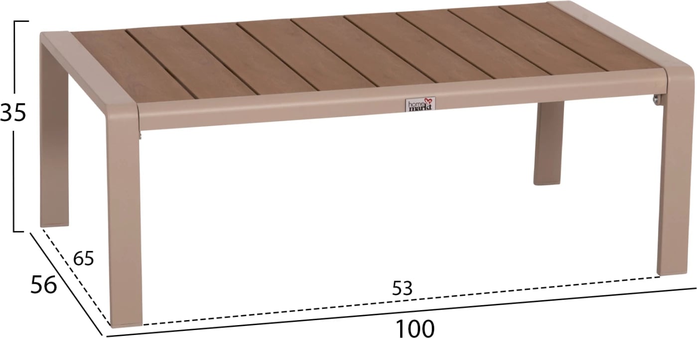 Set lounge për jashtë, 4 pjesë, SAFIN FH6278.04, alumin, ngjyrë kapuçino, polywood, stof OLEFIN, bezhë