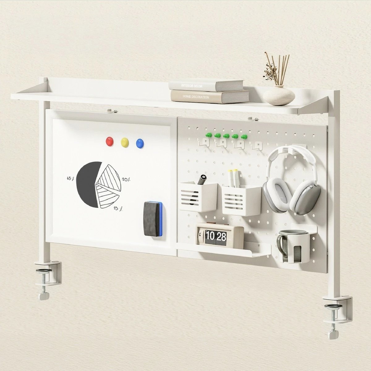 Ndarës tavoline Ergo Office ER-301W me tabelë magnetike dhe perforuar, i bardhë