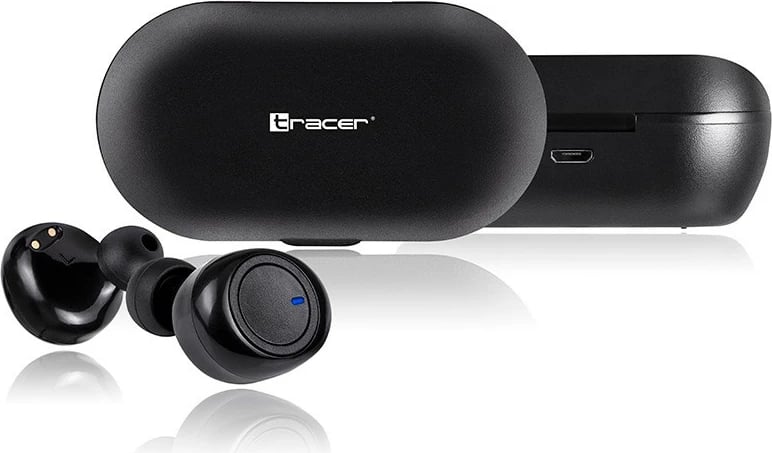 Kufje Tracer T1 TWS, Bluetooth, me mikrofon, karikues 300 mAh, të zeza