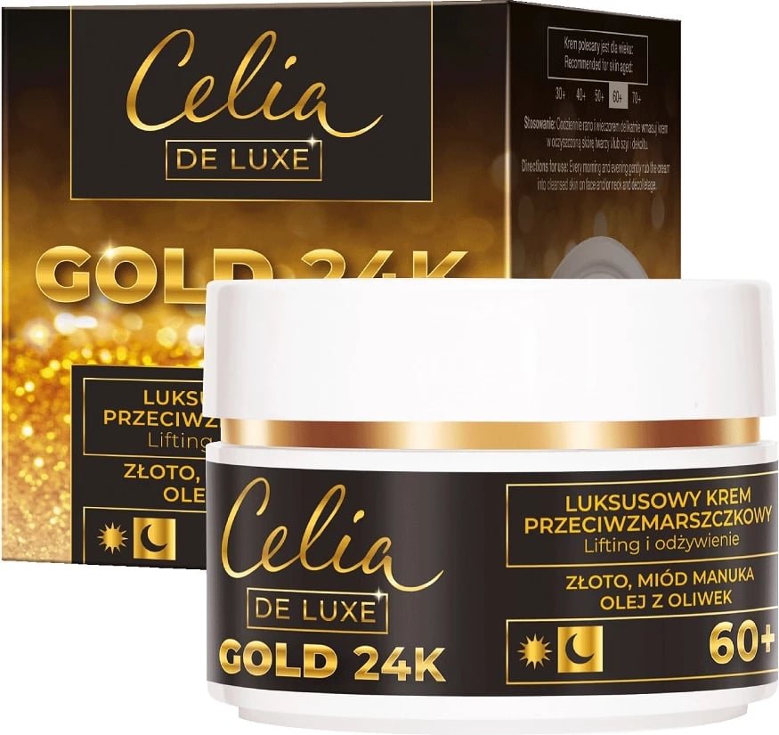 Krem nate për fytyrë për femra Celia De Luxe Gold 24K 60+, 50ml