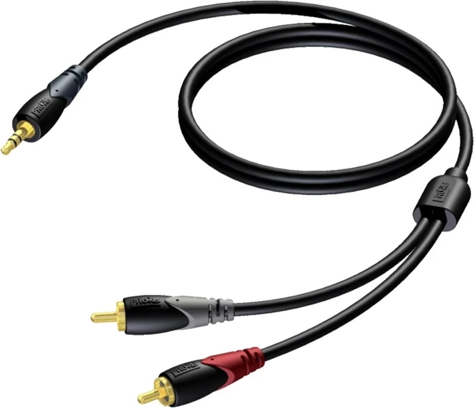 Kabllo audio PROCAB CLA711/15, 15 m, 3.5mm në 2 x RCA, Gri