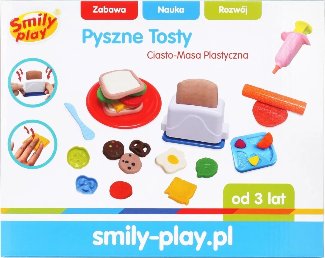 Set plasteline Smily Play SP83962 për modelim toste, 3 ngjyra