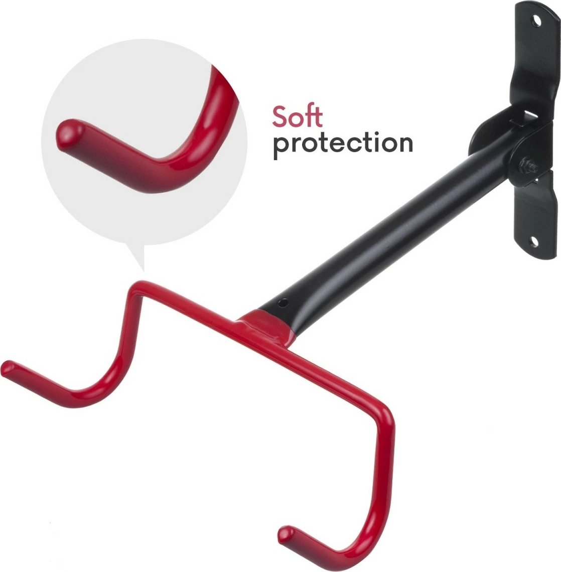 Mbajtës muror horizontal për biçikletë Maclean MC-430, çelik, 30kg, zi/kuq