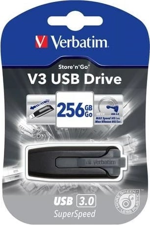 USB Verbatim V3, 256 GB, e zezë