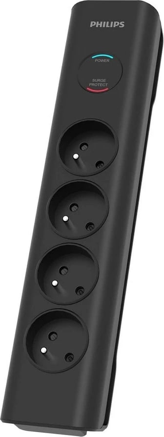 Mbrojtës rryme Philips SPN7040BA/60, 4 dalje, 2m, e zezë