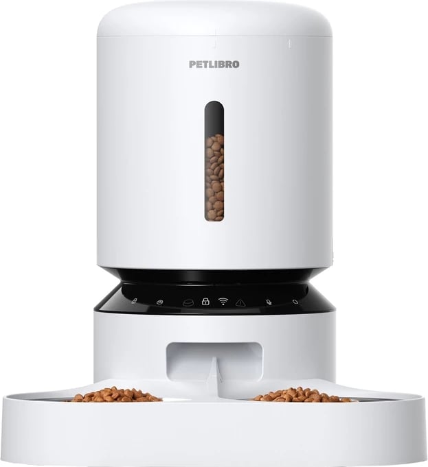 Shpërndarës ushqimi për kafshë Petlibro Granary PL-AF103, 5L, me dy tasa, i bardhë