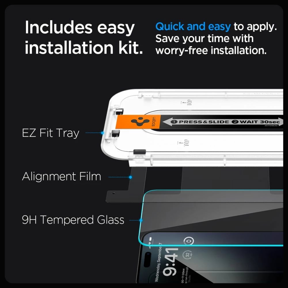 Mbrojtës xhami Spigen Glas.tR EZ Fit për iPhone 15 Pro, 2 copë, transparent