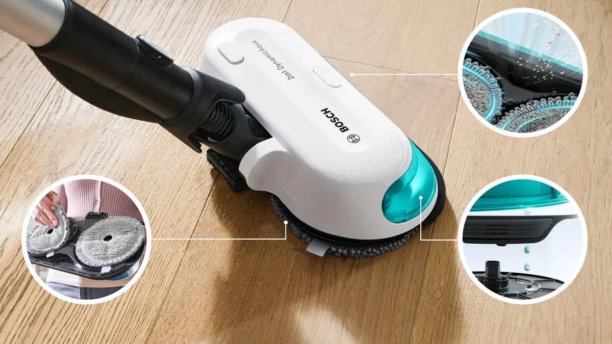 Fshesë pa kabllo 2-në-1 BOSCH Unlimited 7 ProHygienic Aqua, Bardhë