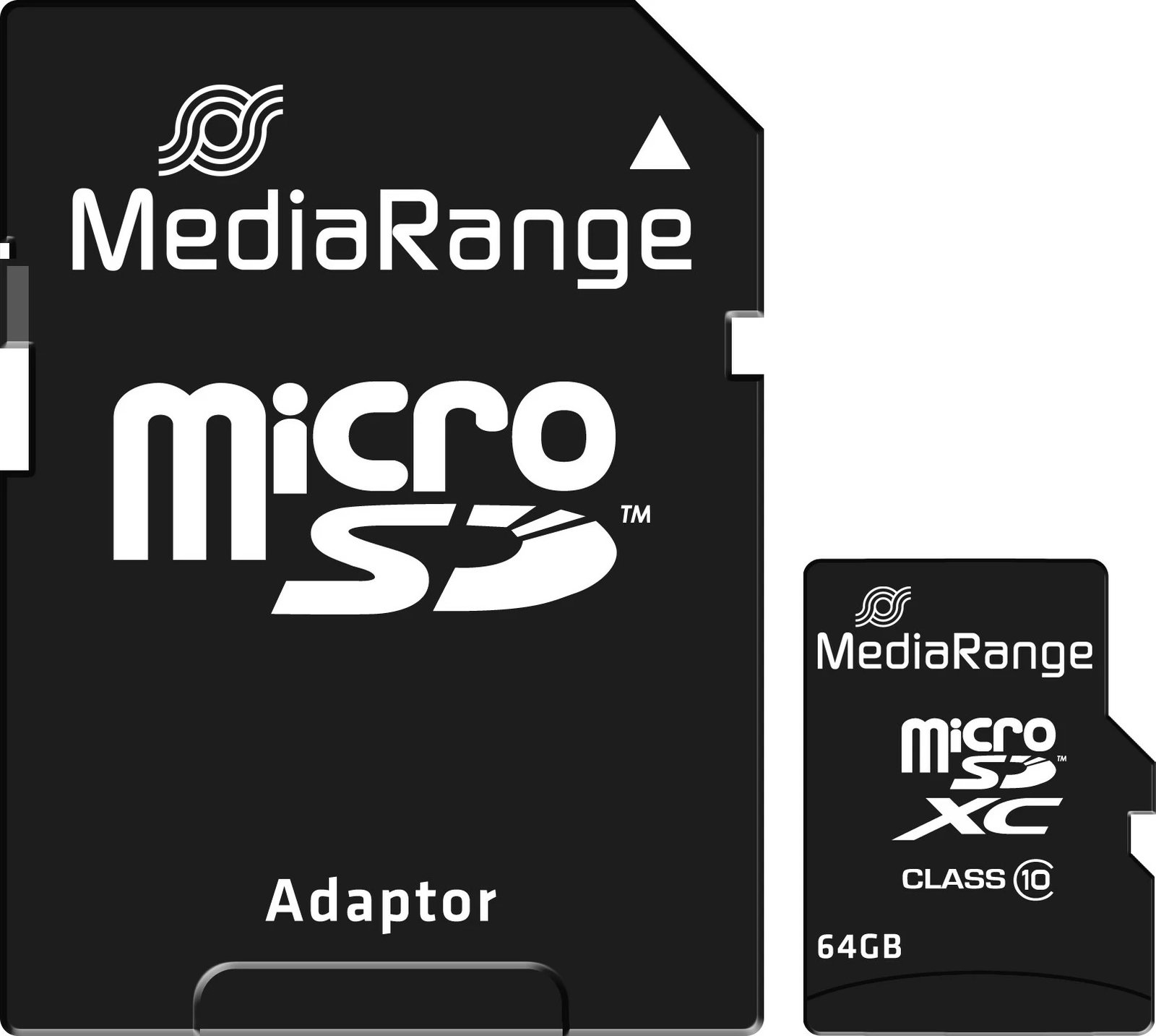 Kartelë memorie MediaRange MicroSDXC 64GB, Class 10, me adapter SD, e zezë