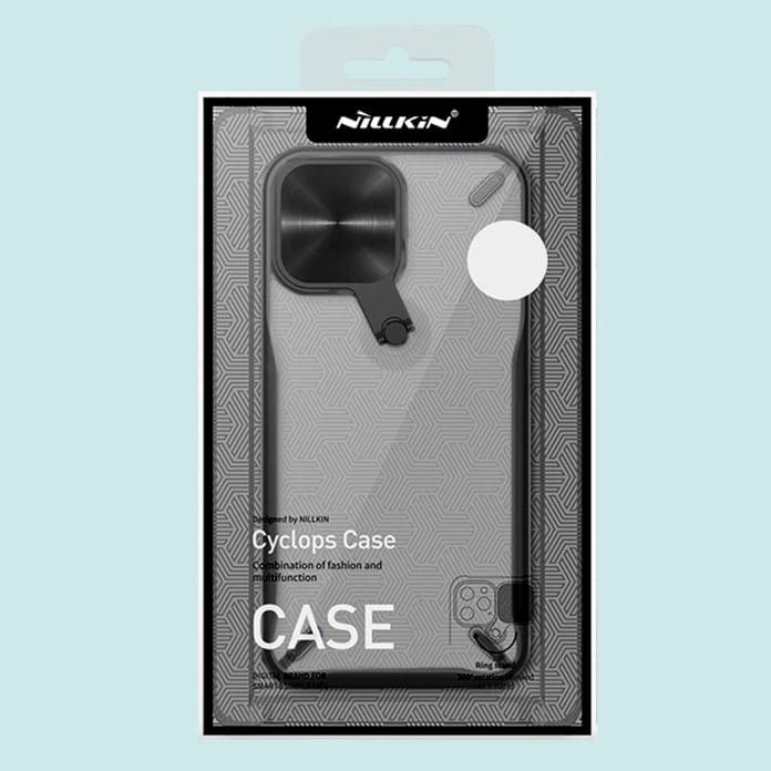 Mbështjellës Nillkin Cyclops Case për iPhone 13 Pro, me kapak kamere dhe qëndrim, i zi