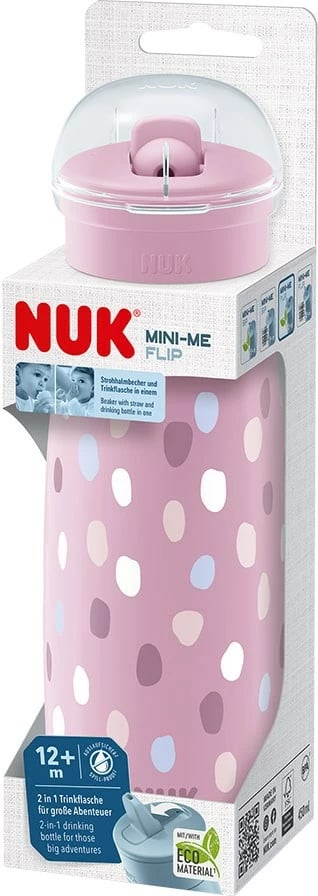 Shishe fëmijësh NUK Mini-Me Flip 2-në-1 450 ml rozë