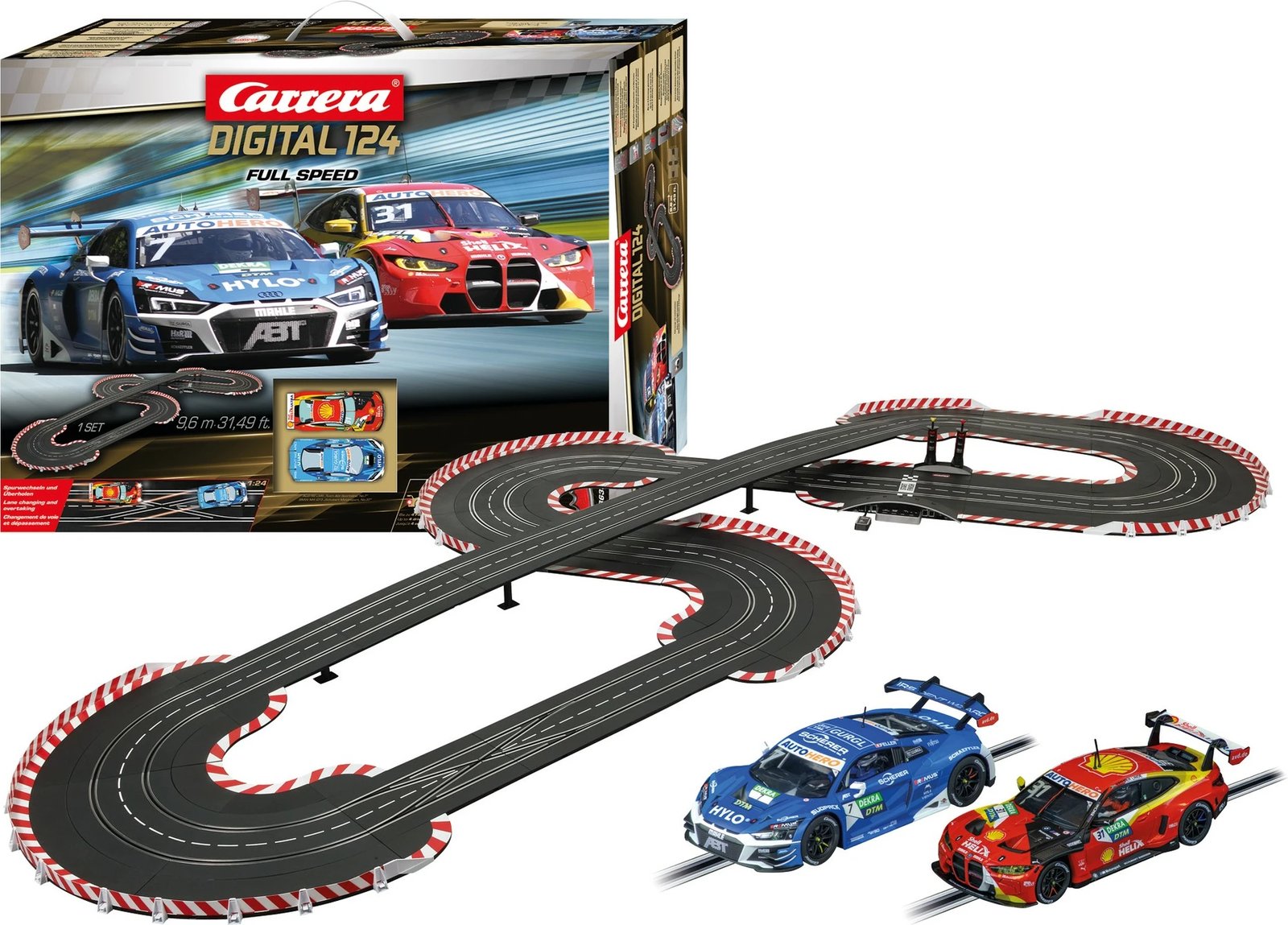 Set garash Carrera Full Speed, vetura garash & pista, 10 vjeç, Shumëngjyrësh