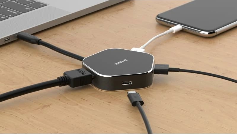 Dok stacion USB-C, D-Link DUB-M420, HDMI 4K, USB 3.0, Thunderbolt 3, PD 60W, e zezë/argjendtë
