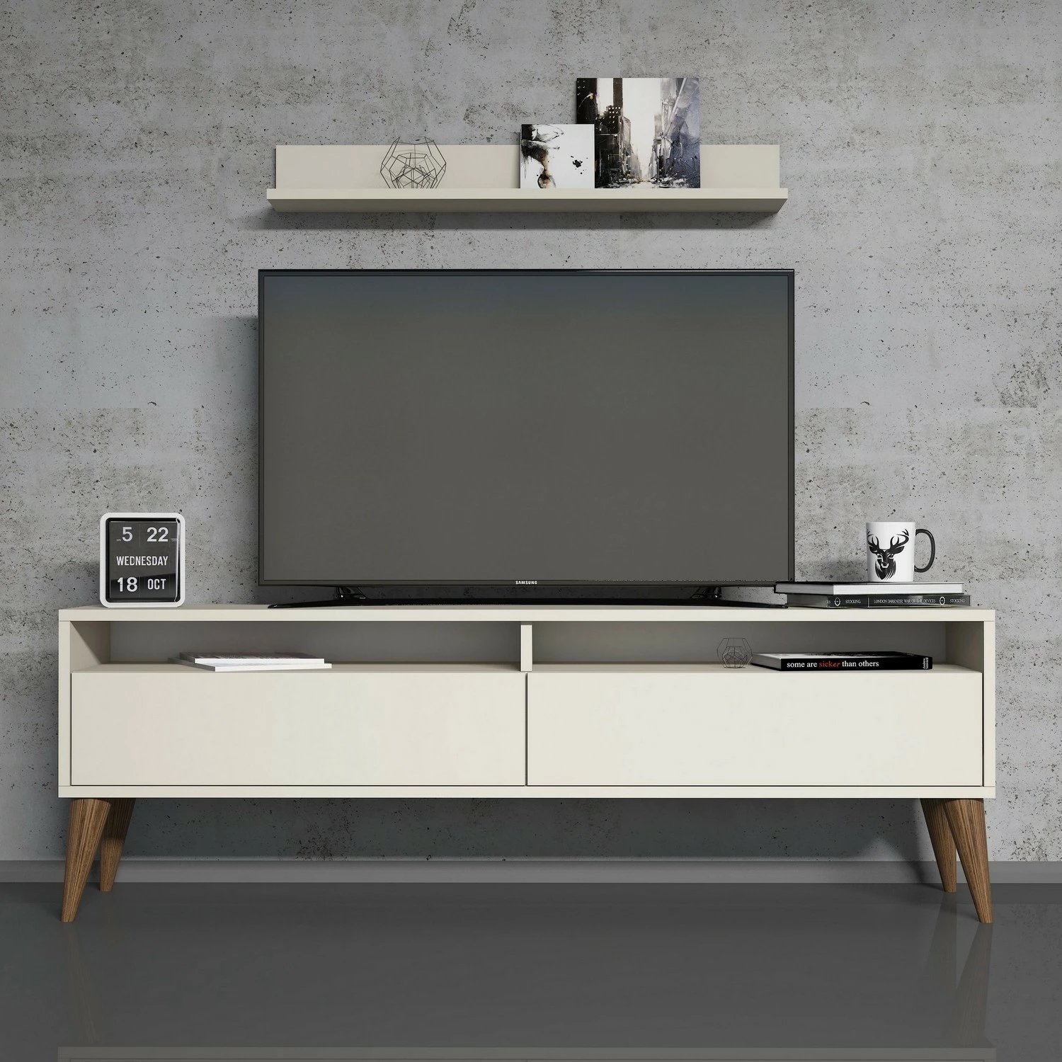 Komodë TV Hanah Home, Best, ngjyrë krem