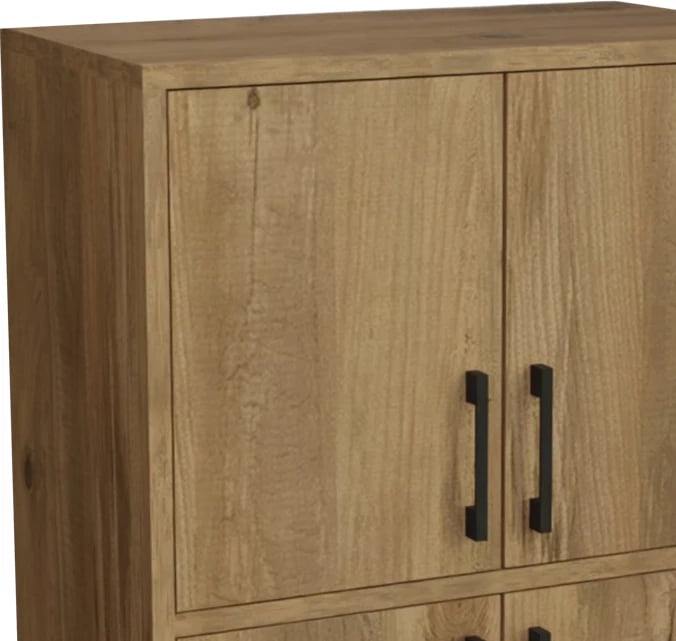 Kabinet melamine, ngjyrë natyrale dhe këmbë metalike të zeza, 60x35x90cm