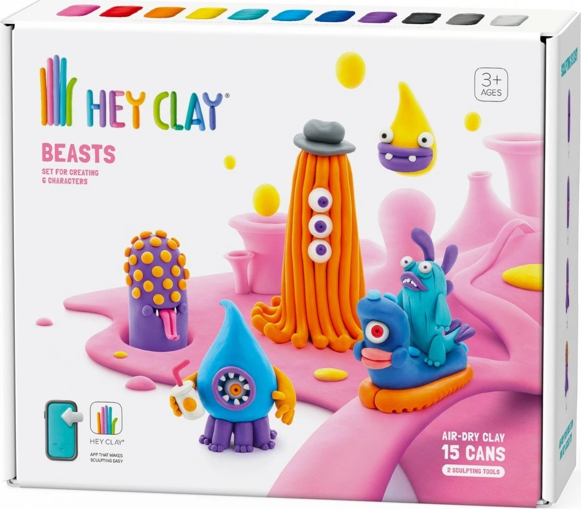 Set plasteline Hey Clay Bestie, Tm Toys, 15 kanaçe, 11 ngjyra