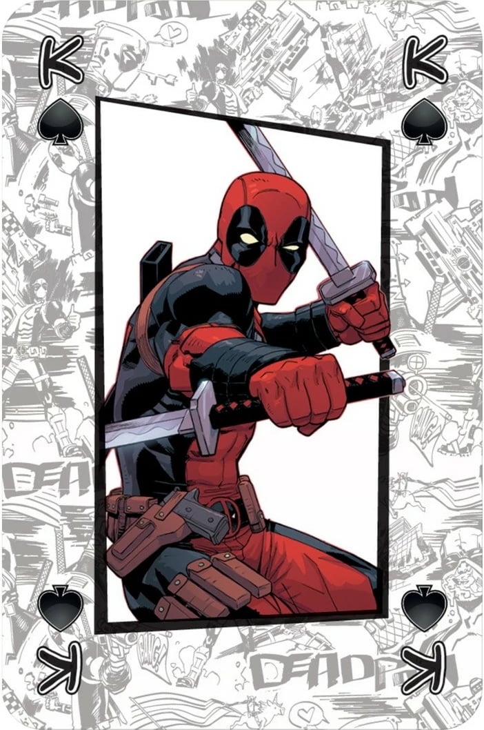 Letra loje Waddingtons Deadpool, 52+2, tematikë Marvel, kuqe