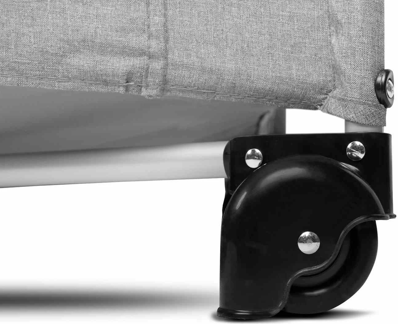 Krevat udhëtimi, CARETERO, Esti, 120x60 cm, me anësore të ulshme dhe rrota, gri