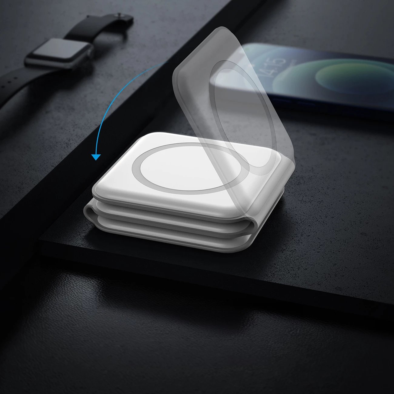 Karikues induktiv 3-në-1 Dudao A11N, 15W, me kabllo USB-C/USB-C, Bardhë