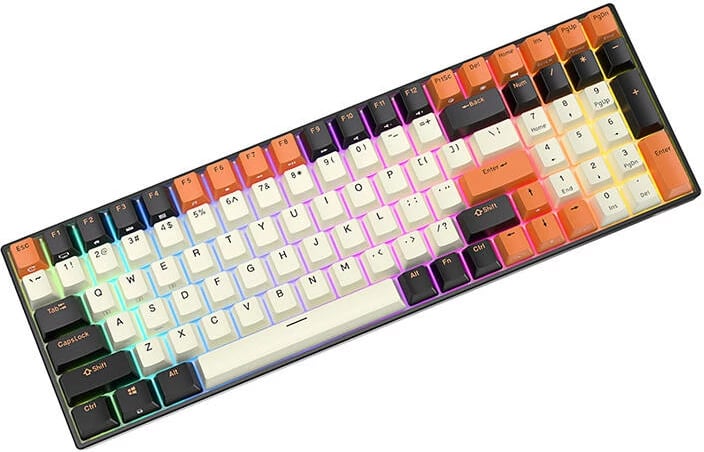 Tastierë mekanike Royal Kludge RK100, RGB, brown switch, e zezë-portokalli