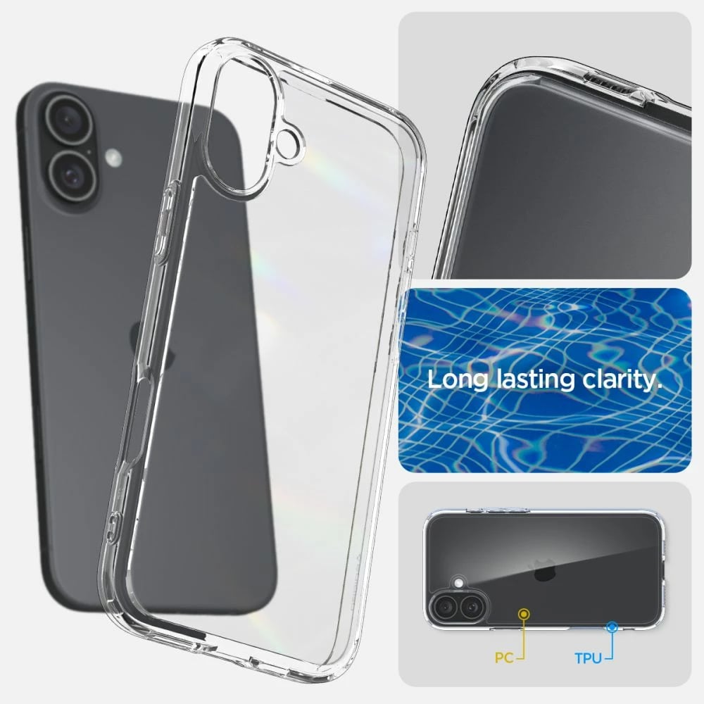 Mbështjellës Spigen Ultra Hybrid për iPhone 16 Plus, Transparent