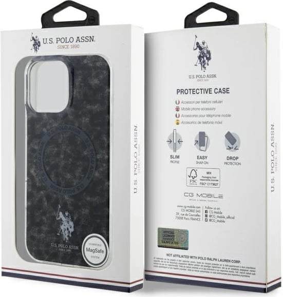 Mbështjellës U.S. Polo Assn. IML Ring MagSafe për iPhone 16 Pro, Zi