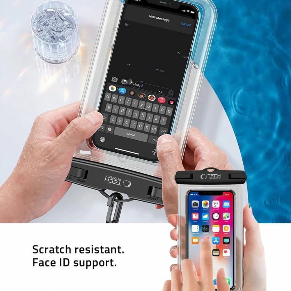 Mbështjellës i papërshkueshëm nga uji Tech-Protect UWC7 për pajisje deri 6.9 inç, zi-portokalli