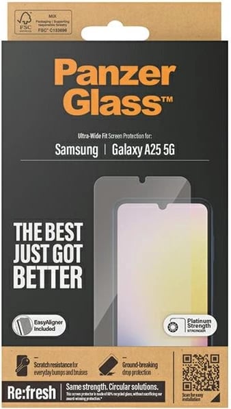 Mbrojtës ekrani PanzerGlass Ultra-Wide Fit për Samsung Galaxy A25 5G, xham i temperuar