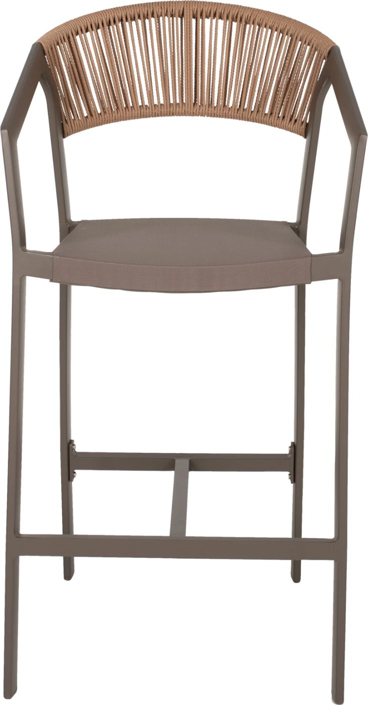 Karrige për bar alumini me krahë, ngjyrë shampanjë, ratan tekstil, e bardhë, 56x58x105 cm, FH5892.03